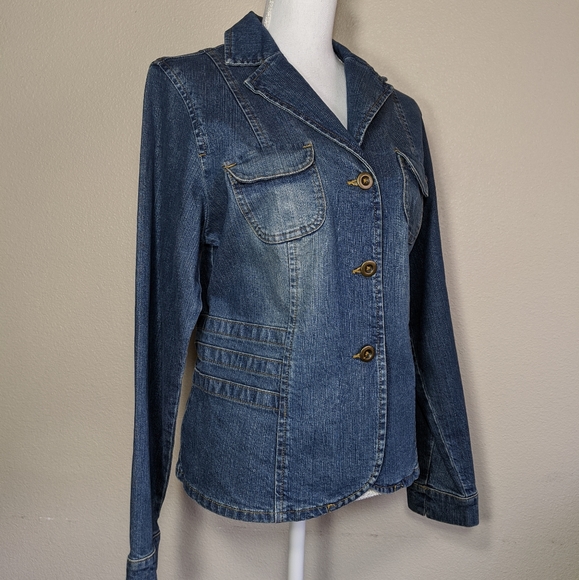 Coldwater Creek Denim Jacket Jean Blazer M - Picture 3 of 6